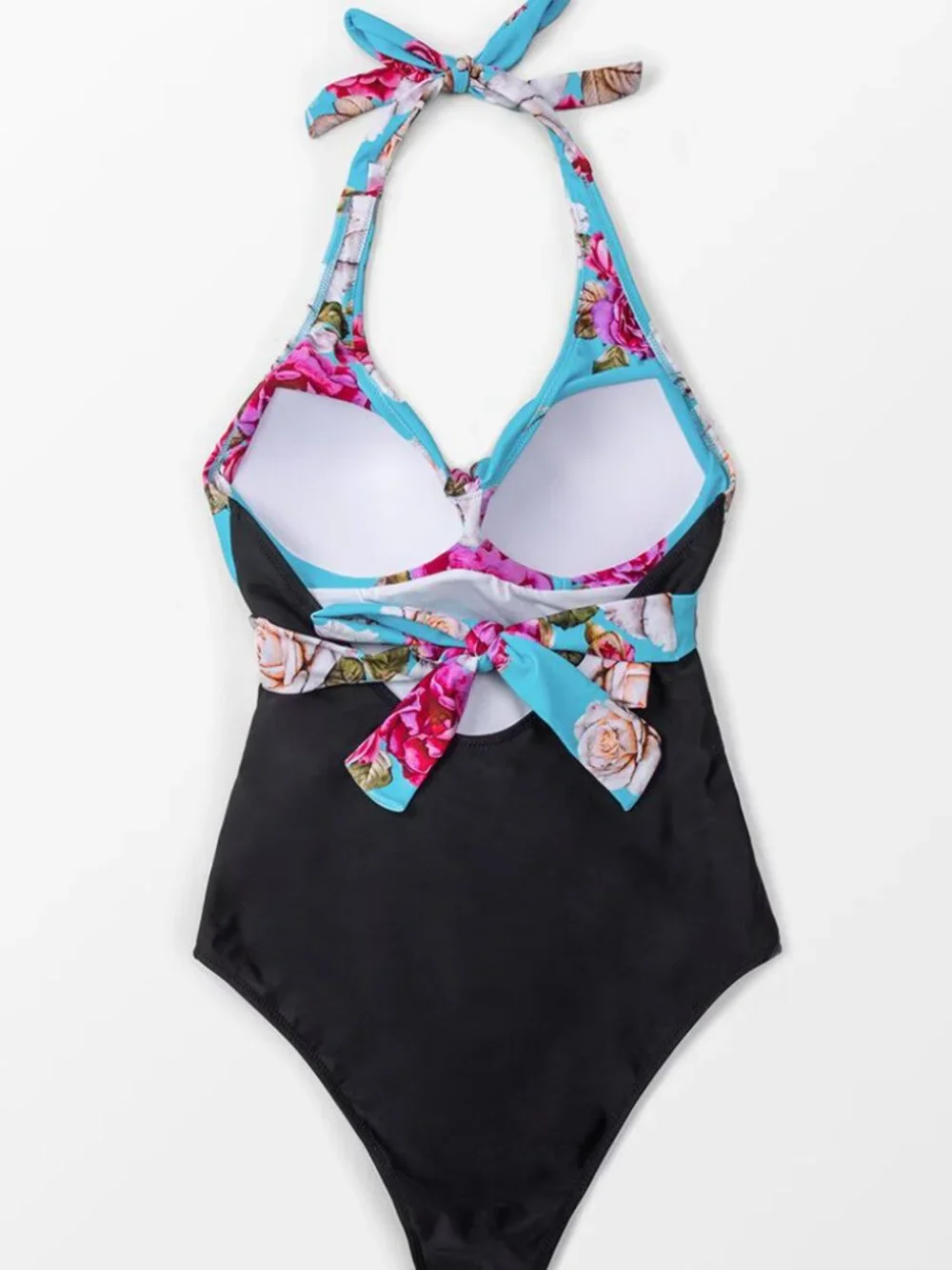 Cupshe Floral & Black Halter One Piece - Picture 3 of 6
